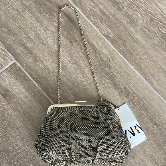 Zara gold & green shimmery chainmail bag - Picture 2 of 12